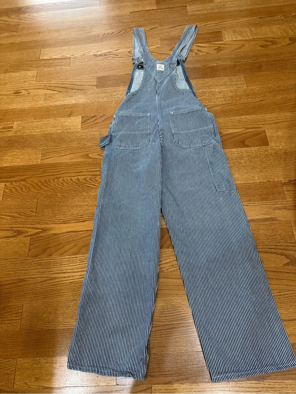 Striped Denim Overalls - Carpenter Style unisex 28x30 - Picture 2 of 4